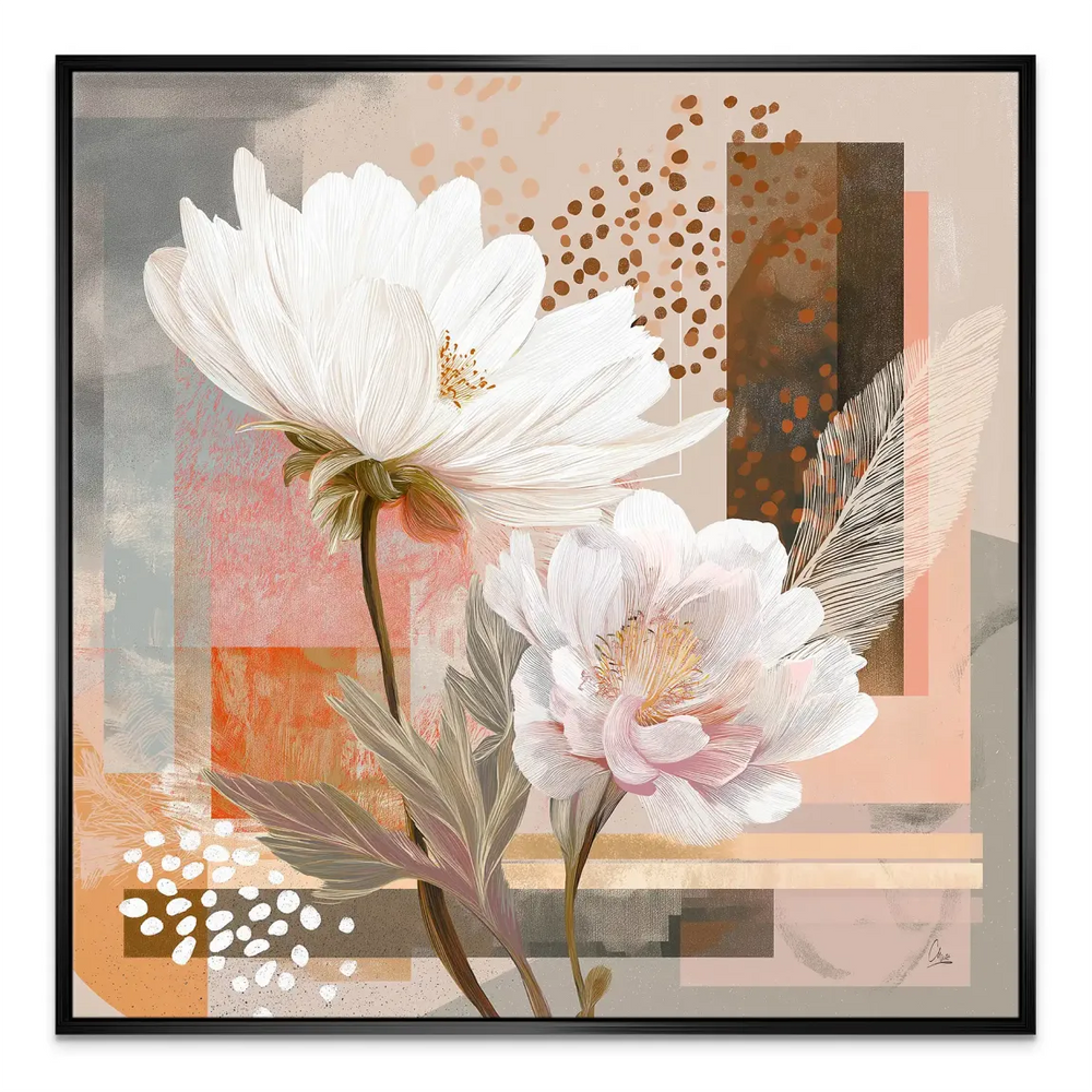 Square format canvas print featuring calming floral design.