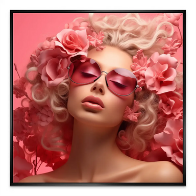Surreal floral portrait with a couture vibe, ideal for chic interior decor.