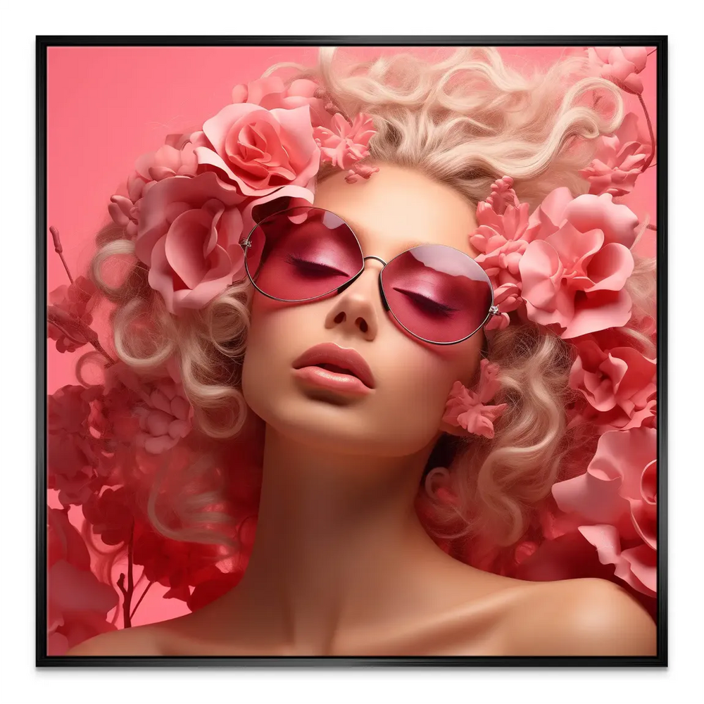 Surreal floral portrait with a couture vibe, ideal for chic interior decor.