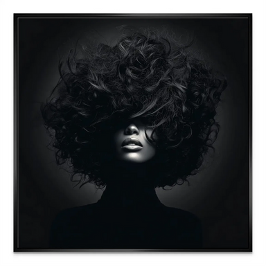Elegant woman wall art with a mysterious mood and fashion-forward aesthetic.