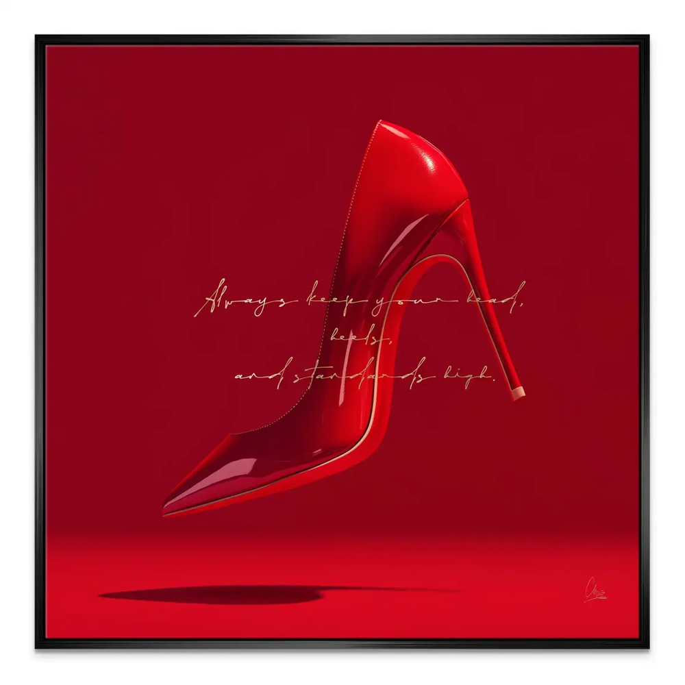 Contemporary bedroom wall art with high-fashion vibe and red color palette.