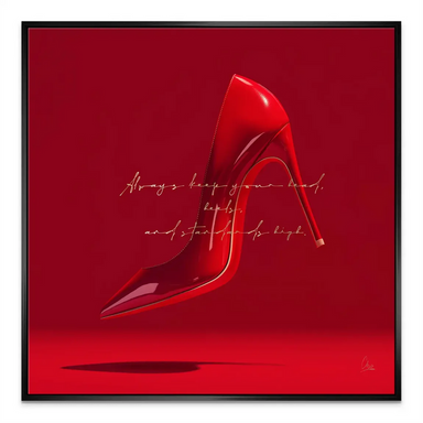 Contemporary bedroom wall art with high-fashion vibe and red color palette.