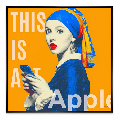 Square format Pearl Girl Pop Art wall art for modern decor