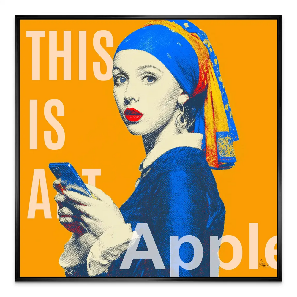Square format Pearl Girl Pop Art wall art for modern decor