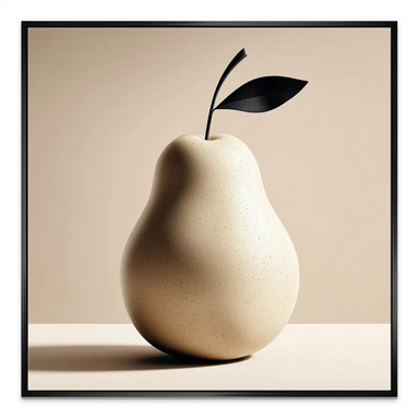 Elegant food art piece: pear on canvas for dining room