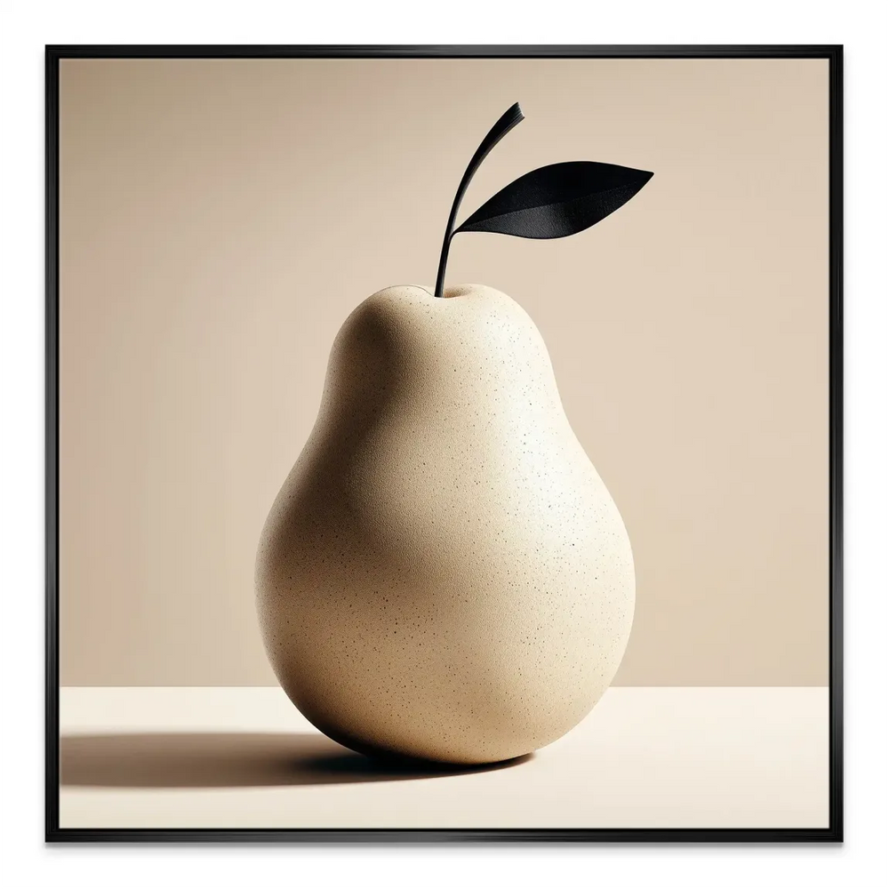 Elegant food art piece: pear on canvas for dining room