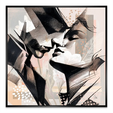 Abstract portrait-inspired design conveying love and romance in a stylish canvas.