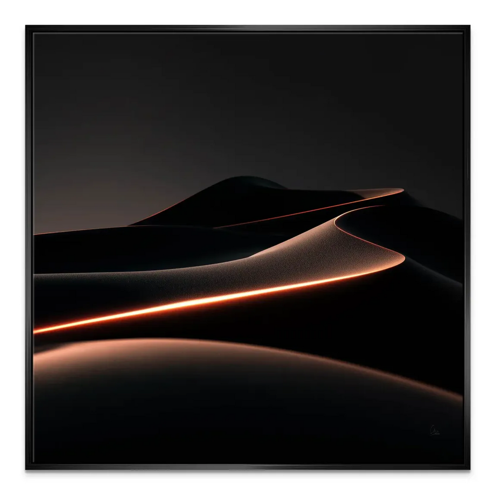Dune-inspired abstract art with subtle texture and warm luminous accents.