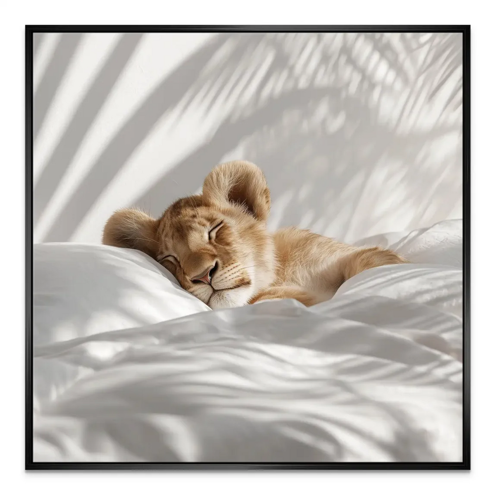 Sleeping Lion Cub Canvas Art - Soft Nursery Wall Art - Image 6