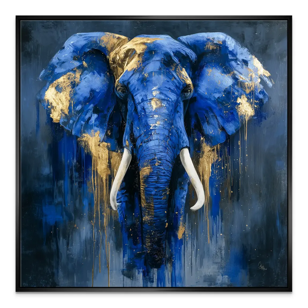 Blue Elephant Abstract Canvas Painting - Luxury Animal Wall Art - Image 6