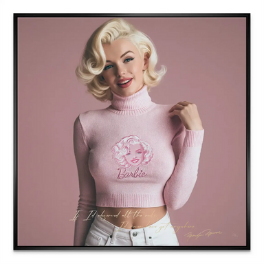 Vibrant pink backdrop with chic fashion-forward artwork