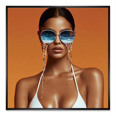 Beauty Ocean Canvas Wall Art - Surreal Portrait with Ocean Reflection - Image 6