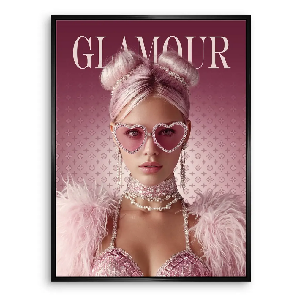 Elegant wall art with pink tones and sequin textures to enhance chic interiors.