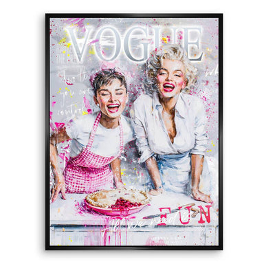 Neon accents and bold lettering elevate a modern Pop Art portrait.