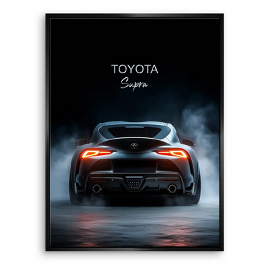 Dark Toyota Supra rear detail with orange taillights — car wall art.