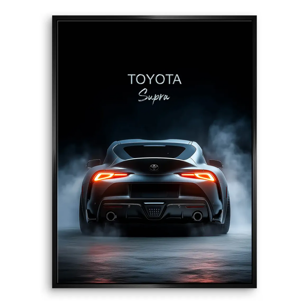 Dark Toyota Supra rear detail with orange taillights — car wall art.