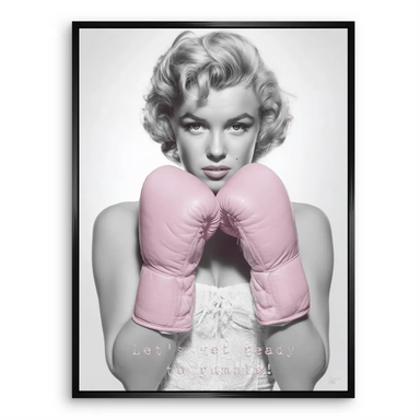 Empowering wall art of Marilyn Monroe in boxing motif on canvas.