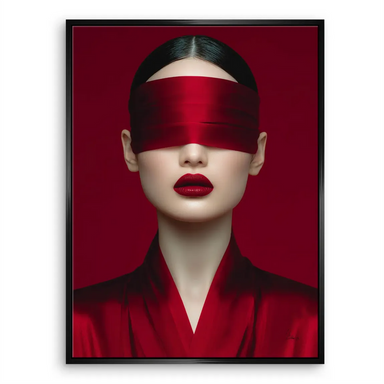 Contemporary fashion wall art depicting a blindfolded woman