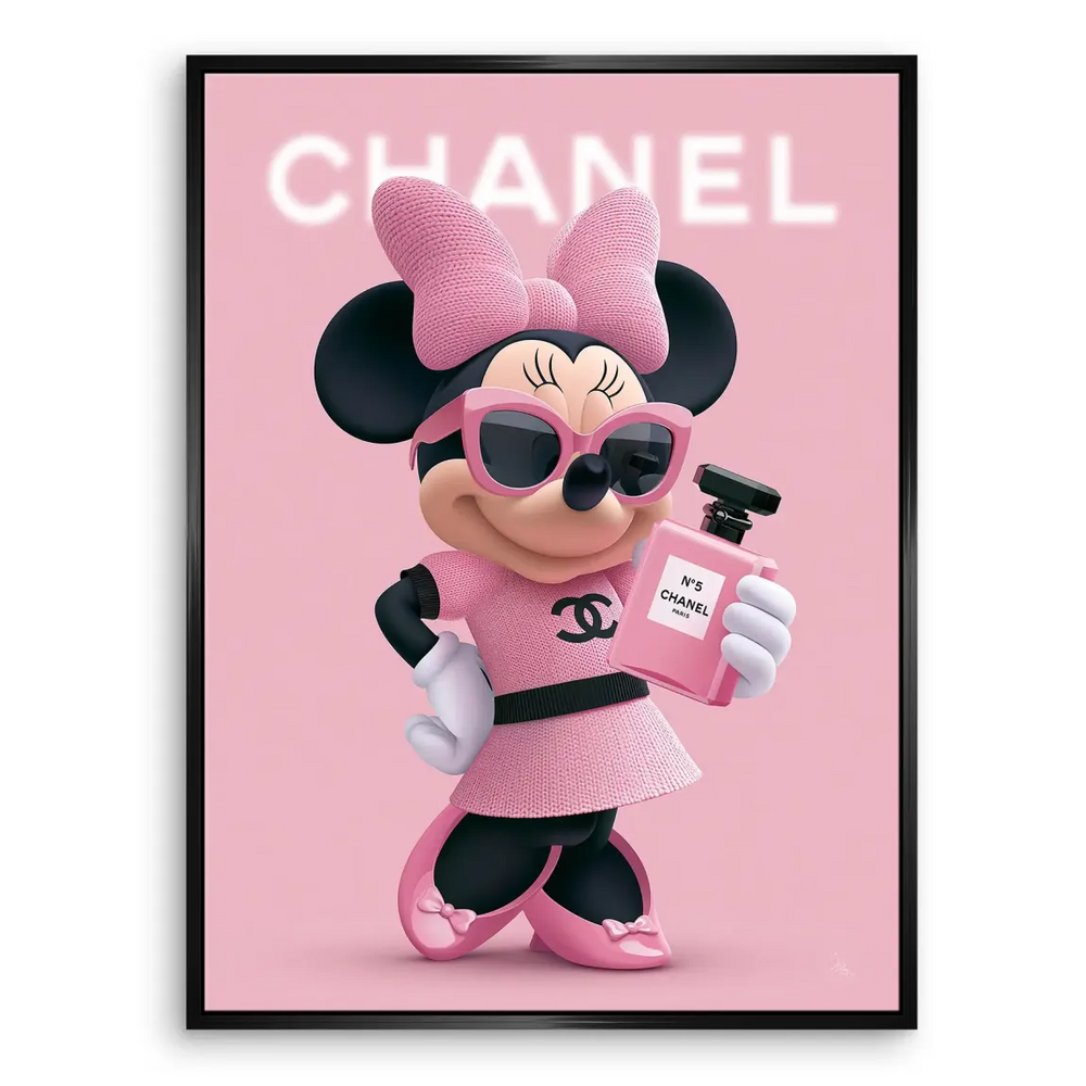 Cartoon wall art of Minnie Mouse for fashion spaces