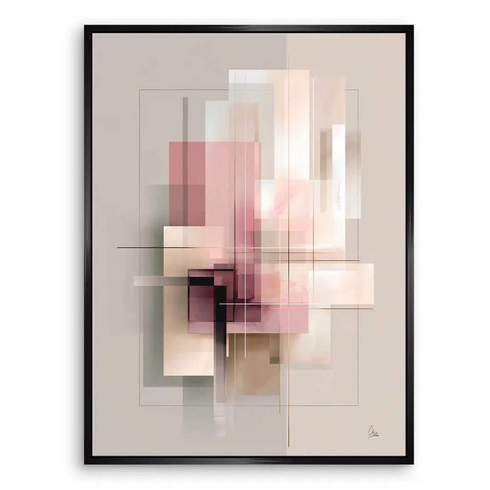 Muted modern wall art in soft pink and gray tones suitable for Scandinavian interiors.