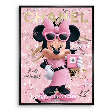 Portrait-style Minnie Mouse canvas wall art suited for a fashion-forward bedroom.