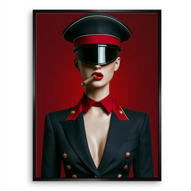 Contemporary fashion wall art with rich red tones and high-contrast design.