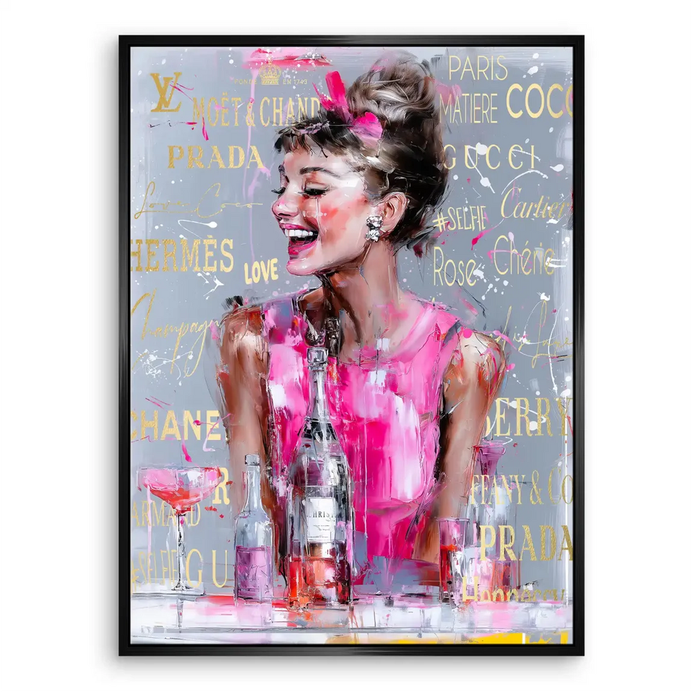 Chic canvas art celebrating fashion, celebrity culture, and high-end branding.