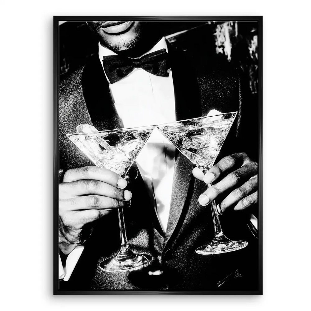 Gentleman Style Canvas Art - Black & White Bar/Cocktail Theme - Image 6