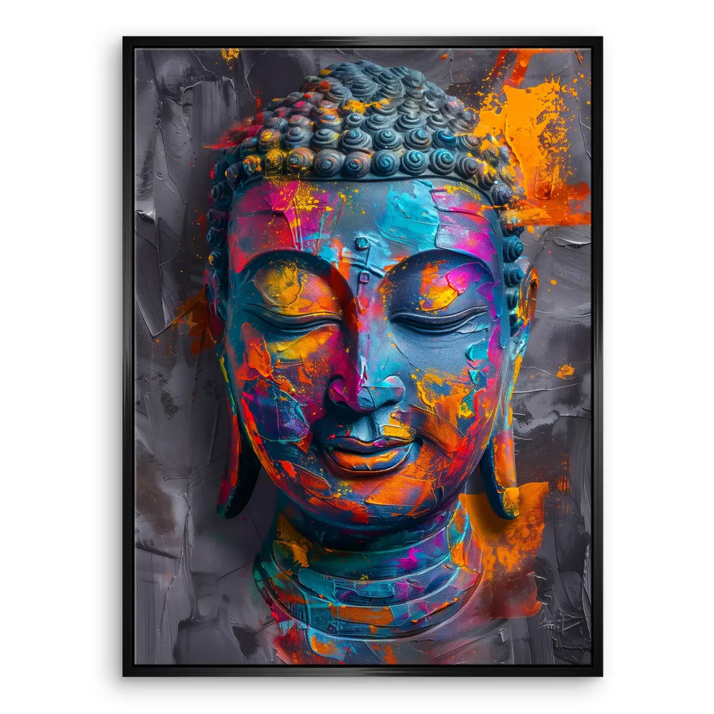Portrait of Buddha as a color poetry canvas print for living room decor