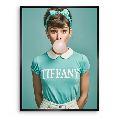Iconic fashion-inspired wall art featuring a celebrity-like figure