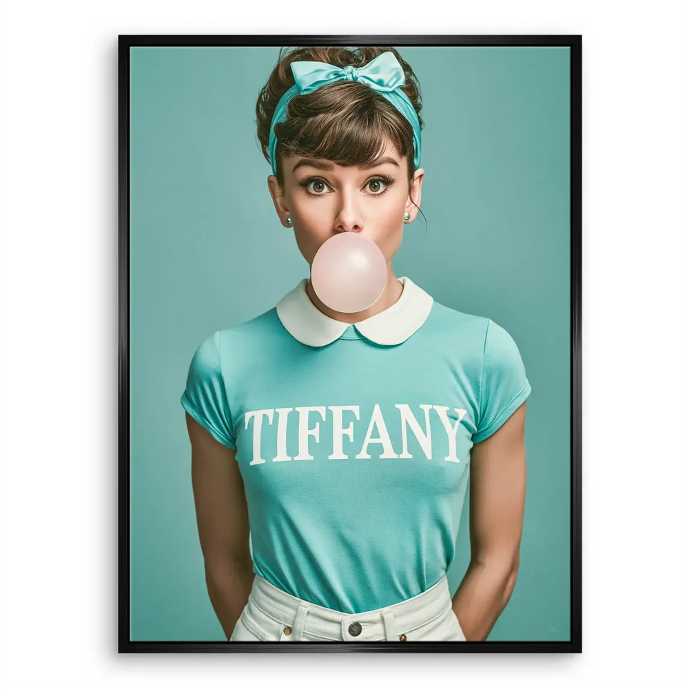Iconic fashion-inspired wall art featuring a celebrity-like figure