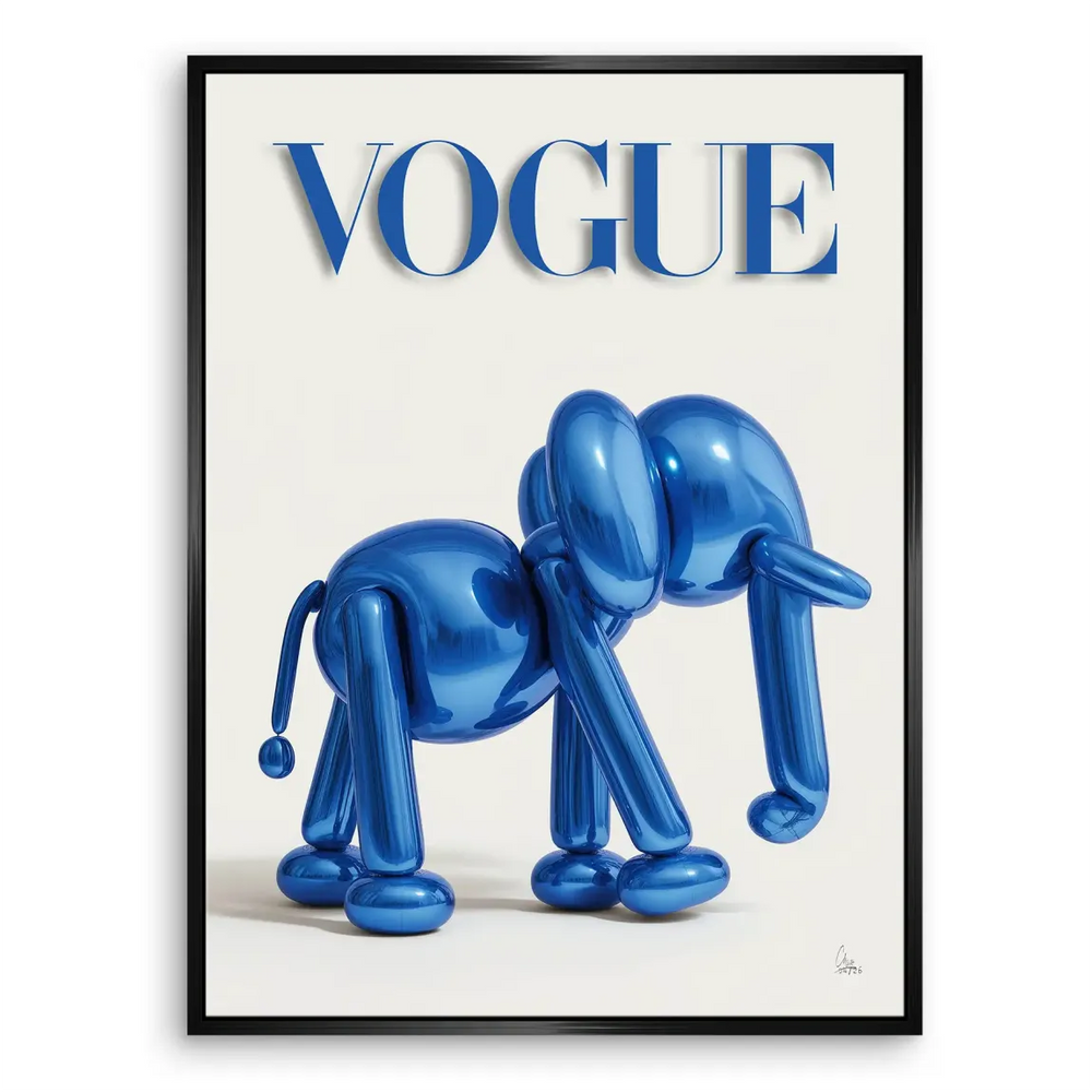 Contemporary animal wall art featuring a blue balloon elephant