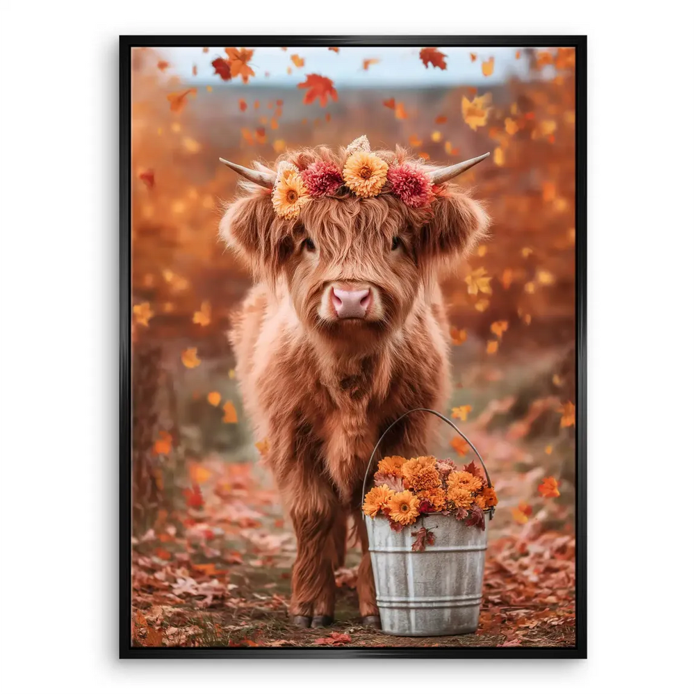 Warm, cozy farmhouse mood canvas featuring wildlife in autumn hues.