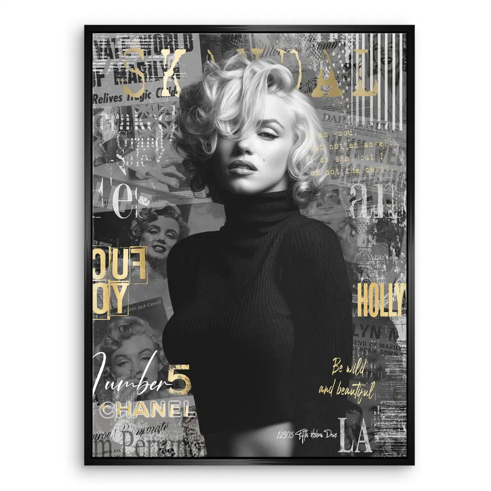 Abstract mix of headlines and fashion references in vintage pop art setting
