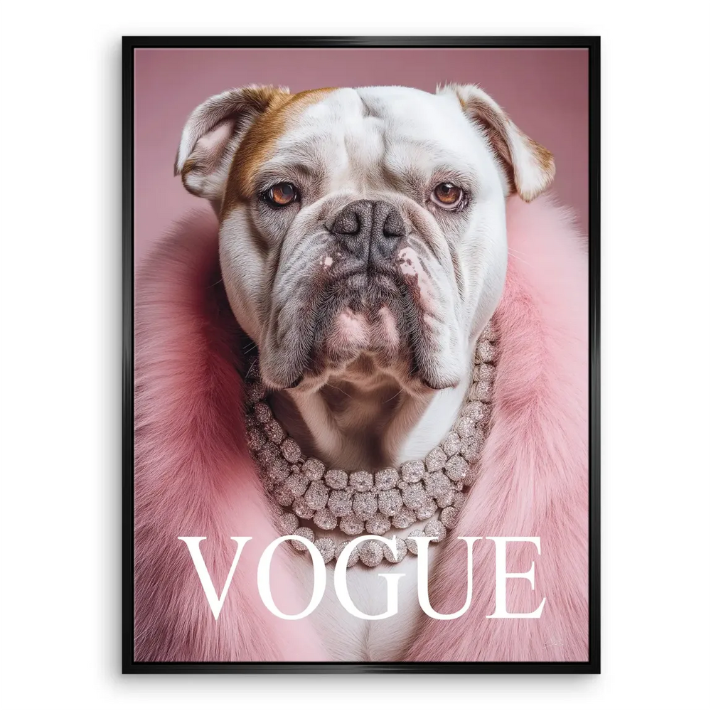Animal wall art showcasing a fashionable bulldog portrait for living rooms