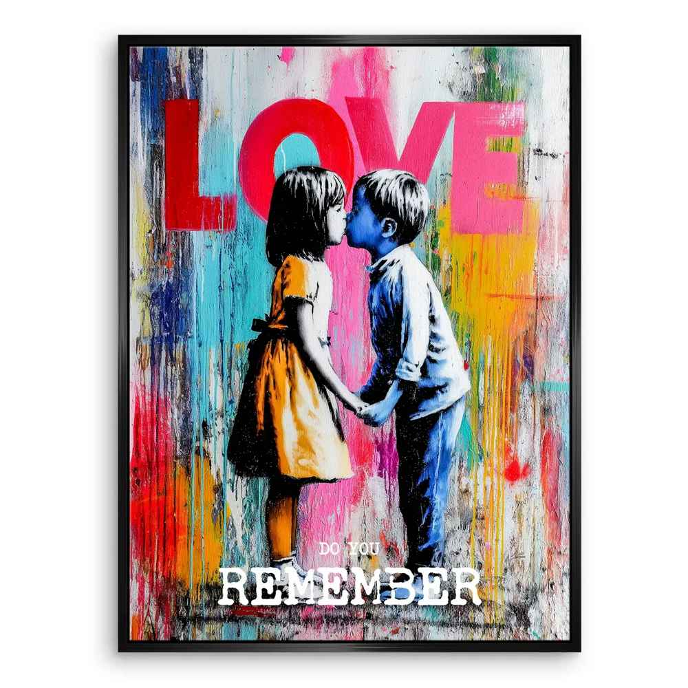 First Kiss Canvas Print Pop Graffiti Wall Art for Kids - Image 6