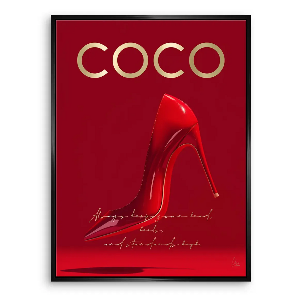Pop-art inspired canvas with a chic high-heel and glam mood.