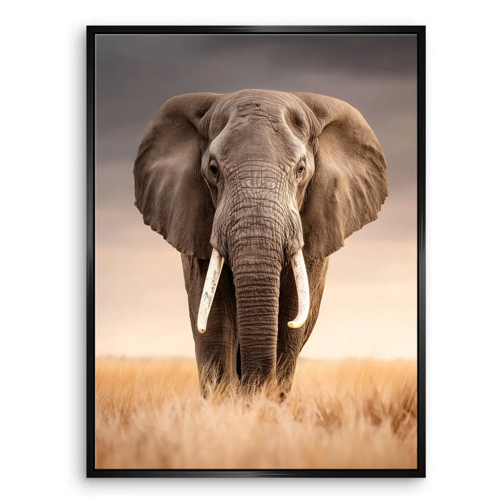 Elephant canvas print ideal for living rooms and offices.