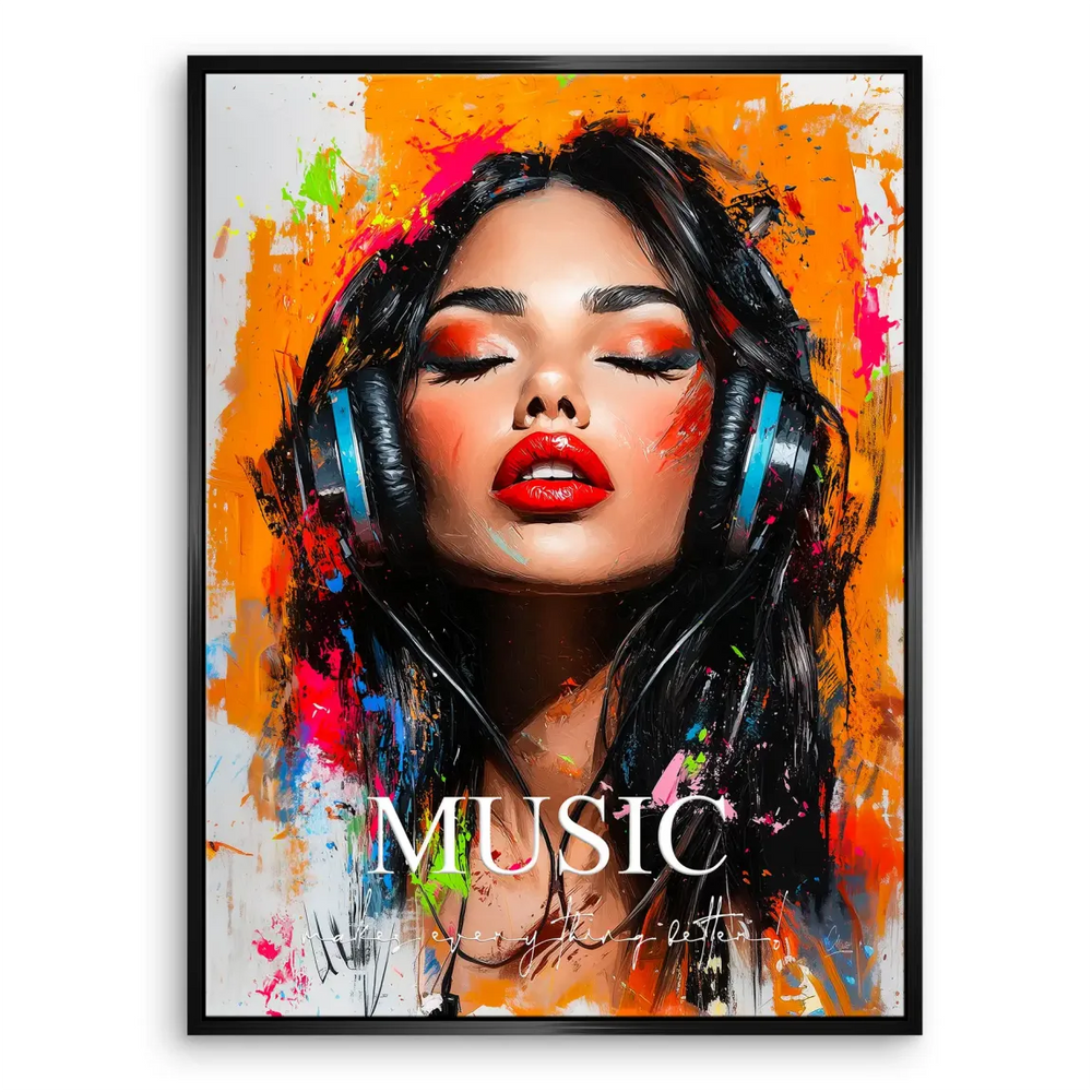 Music Soul Canvas Wall Art - Pop Art Portrait with Neon Color Splashes - Image 7