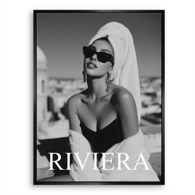 Riviera Glam Canvas Print - Black & White Fashion Portrait - Image 6