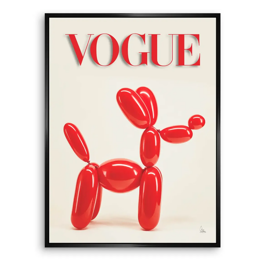 Bold red balloon dog canvas wall art for living room or office