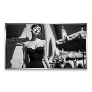 Audrey Hepburn Paris Cafe Canvas Print - Fashion Portrait Monochrome - Image 6