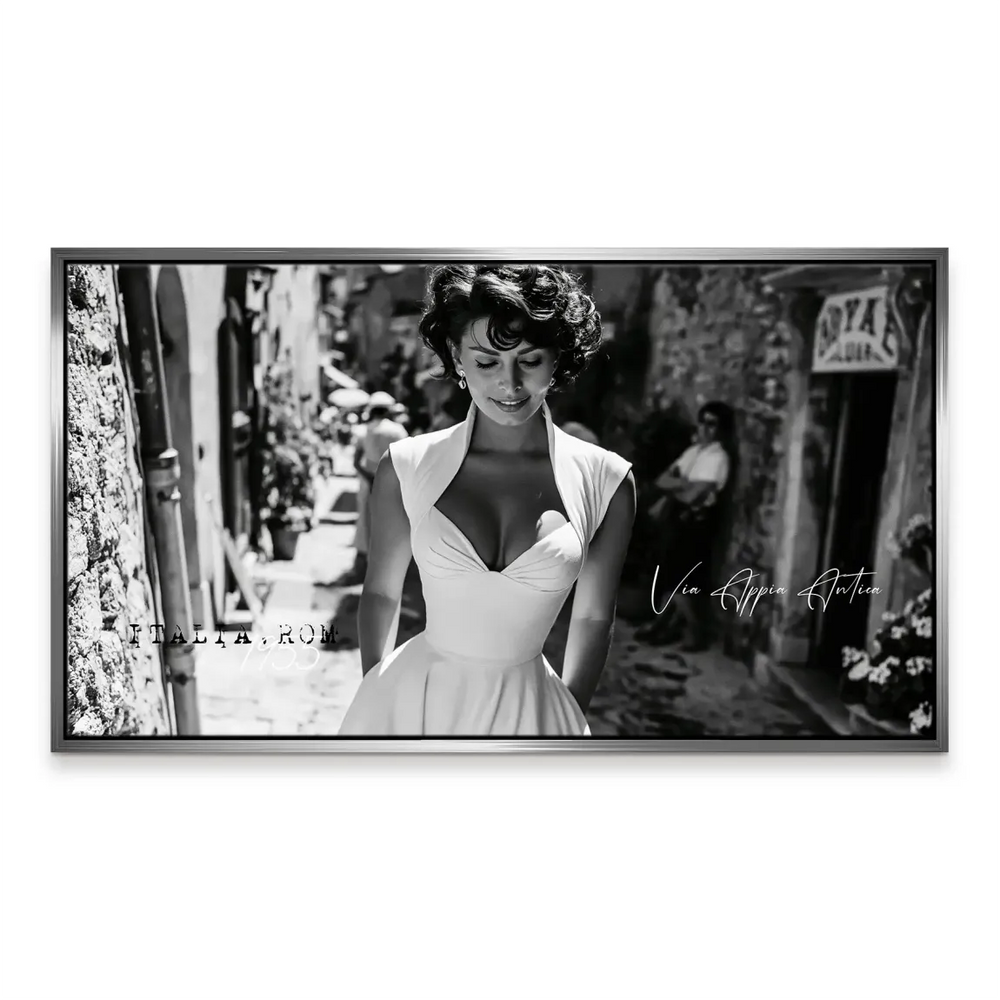 Classic wall art of a fashion icon in Rome, Italy