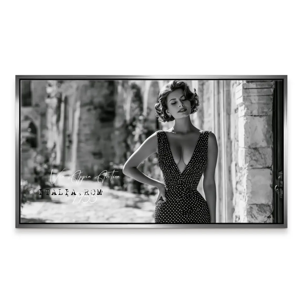 Monochrome wall art capturing timeless elegance and mid-century fashion.