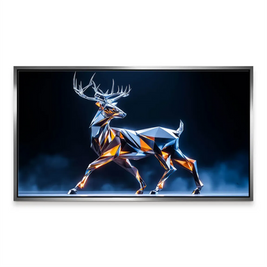 Crystal deer canvas art with amber accents