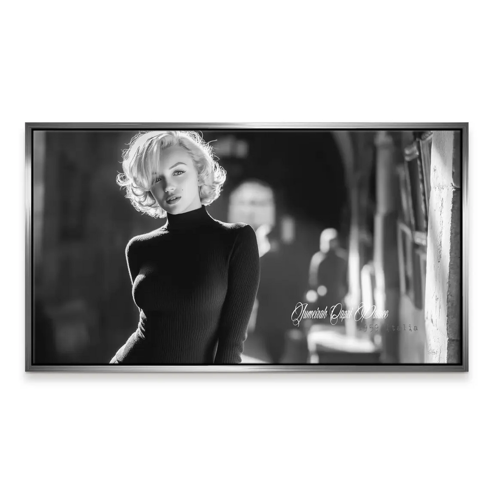 Capri-era inspired grayscale portrait wall decor for chic interior styling.