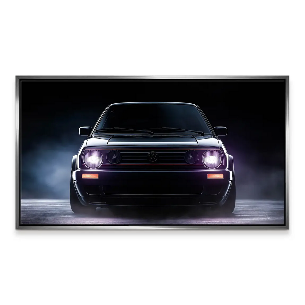 Front-facing VW Golf canvas art ready for home or studio display.