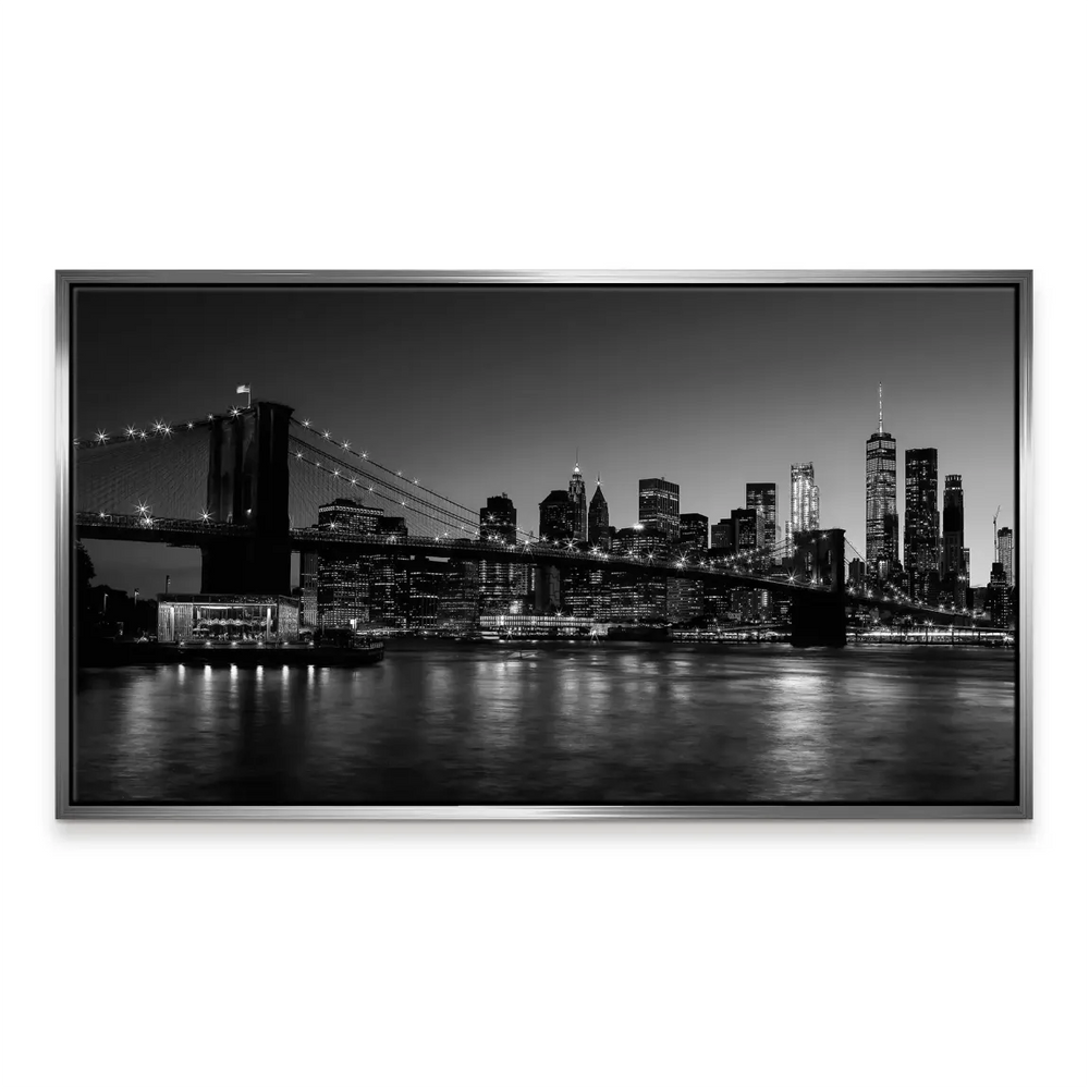 Manhattan Prestige Canvas Wall Art - Black & White City Skyline - Image 6