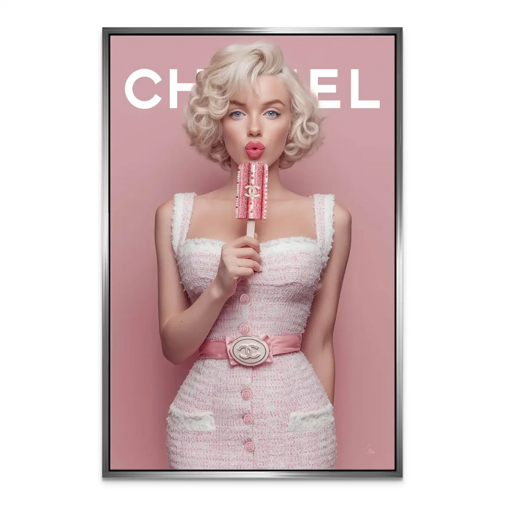 Soft pink background emphasizing feminine and stylish mood.