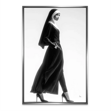 Nun Couture Canvas Art - Fashion Wall Art in Black & White - Image 7